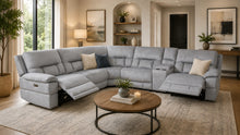 Load image into Gallery viewer, OSHAWA 50793 GREY POWER RECLINING SECTIONAL - Richicollection Furniture Warehouse
