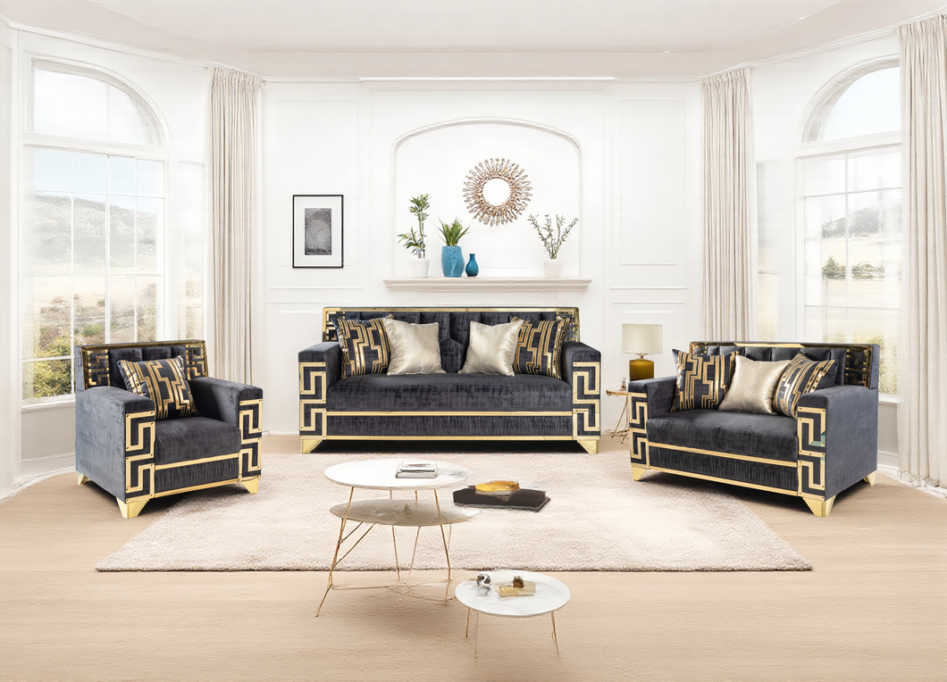 Lillian  Velvet Fabric Sofa Set (ST2075) - Richicollection Furniture Warehouse