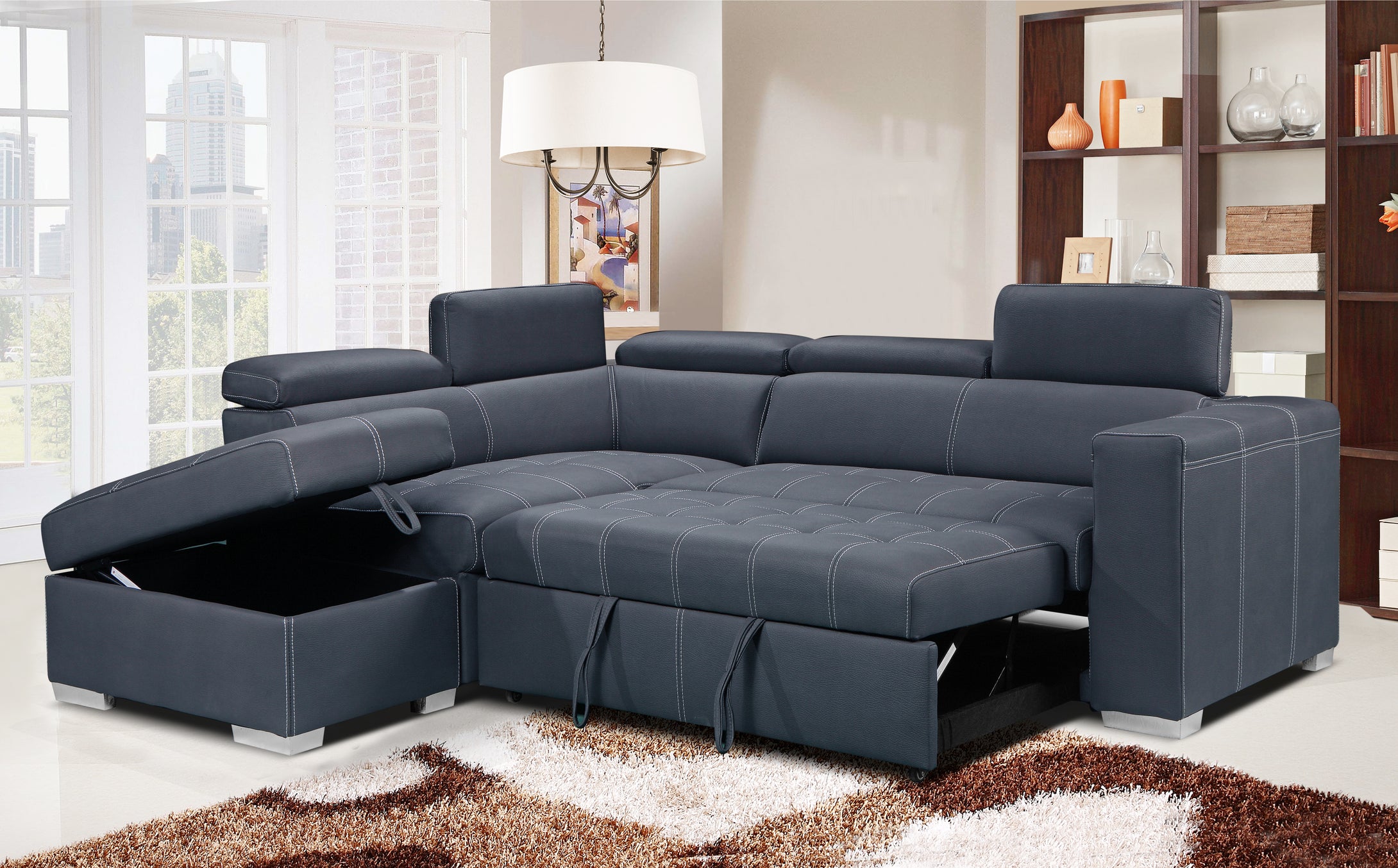 Positano Pull-Out Sectional Sofa - Richicollection Furniture Warehouse