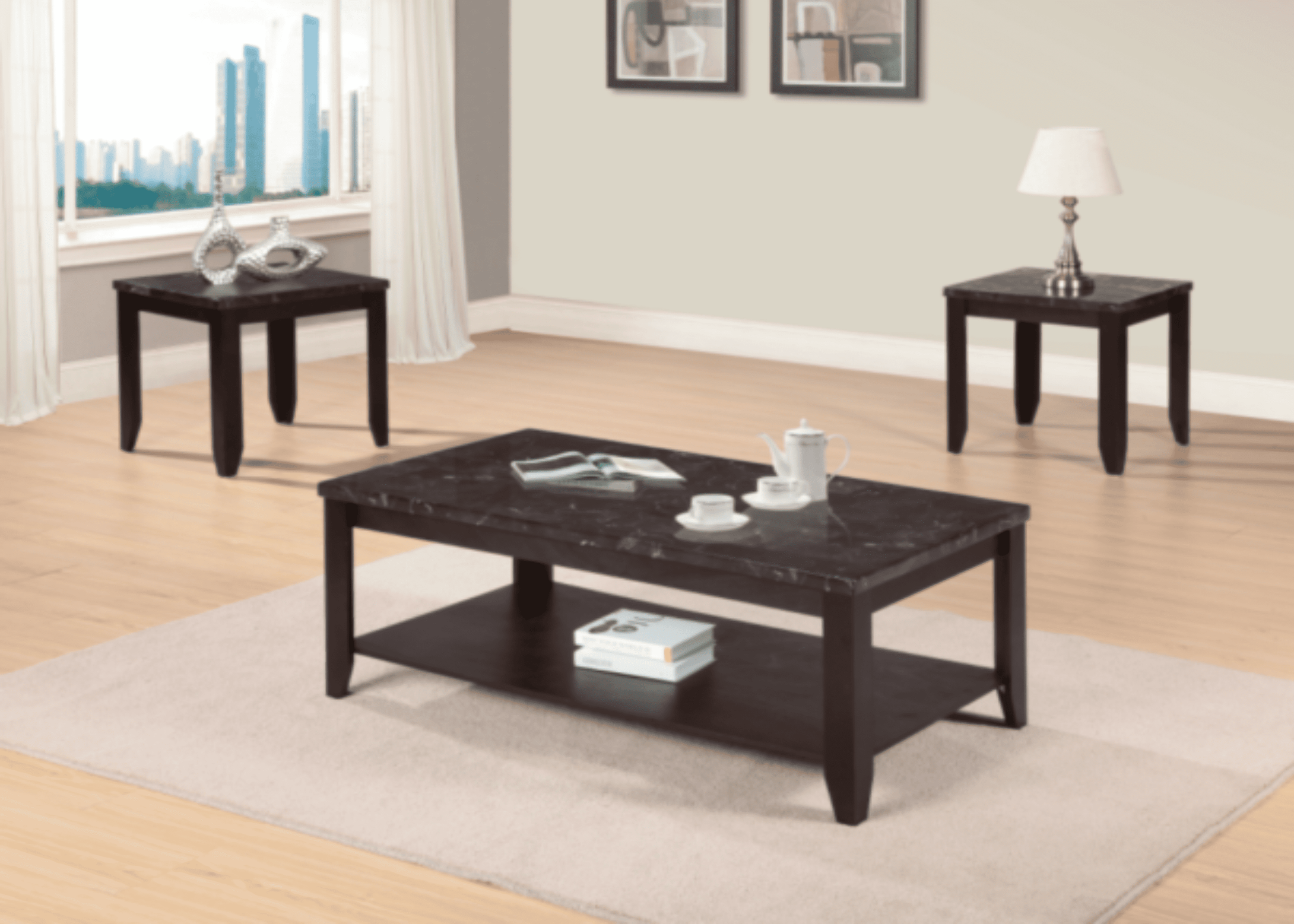 Faux Marble Coffee Table Set - Richicollection Furniture Warehouse