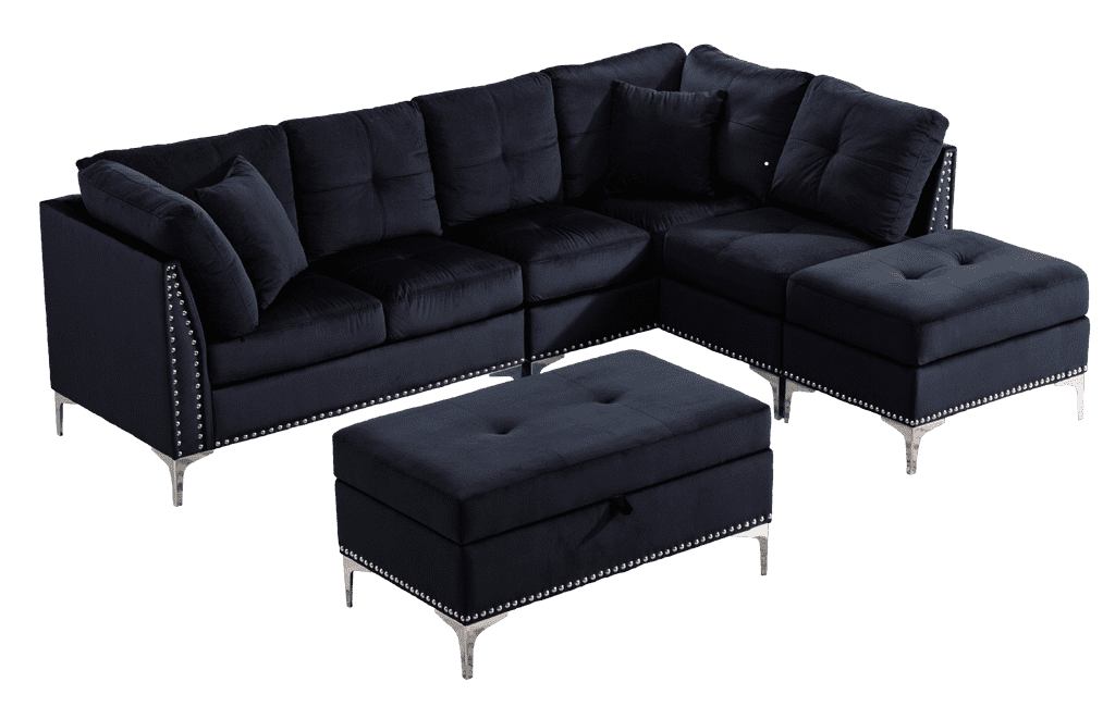 Jessica Fabric Sectional + Ottoman - Richicollection Furniture Warehouse